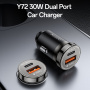 Yesido Y72 zestaw ładowarki samochodowej z portami USB-C / USB-A i kabla USB-C na USB-C - 30W - 1 m - czarna