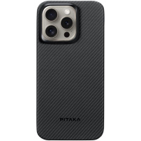 Pitaka MagEZ 4 600D pokrowiec z wzorem z włókna węglowego dla iPhone 15 Pro - szary