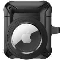 Super wytrzymałe etui ochronne 2w1 dla AirPods 1 / 2 / AirTag 1 / 2 - czarny