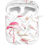 Kingxbar etui przezroczyste z kamyczkami do AirPods 1 / 2 - fale i flamingi