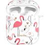 Kingxbar etui przezroczyste z kamyczkami do AirPods 1 / 2 - kolorowe flamingi