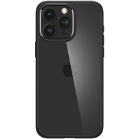 Spigen Crystal Hybrid przezroczysty pokrowiec z kolorową ramką dla iPhone 15 Pro - czarny