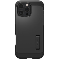 Spigen Wytrzymałe etui Tough Armor ze stojakiem i MagSafe do iPhone'a 16 Pro - czarne