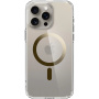 Spigen Ultra Hybrid MagFit przezroczysty pokrowiec ze złotym MagSafe dla iPhone 15 Pro Max - przezroczyste