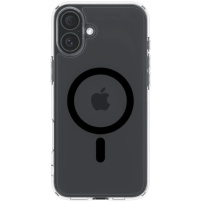 Spigen Przezroczysta obudowa Ultra Hybrid z czarnym MagSafe do iPhone'a 16 - przezroczysta