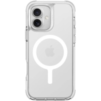 UNIQ Etui Combat Luminous MagClick z ramką świecącą w ciemności i MagSafe dla iPhone'a 16 - przezroczyste