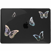 Błyszczące przezroczyste etui w motyle do MacBook Air 13" (A2681 / A3113 / A3240 / A3449) - czarne