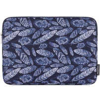 Torba ze wzorem w piórka do iPad do 11" / MacBook do 12" - ciemnoniebieska