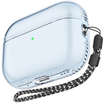 AhaStyle przezroczyste etui ze smyczą do AirPods Pro 2 - niebieskie