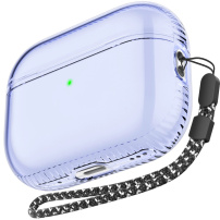 AhaStyle przezroczyste etui ze smyczą do AirPods Pro 2 - fioletowe