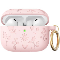 AhaStyle silikonowe etui z motywem kwiatowym do AirPods Pro 3 - różowe