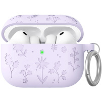 AhaStyle silikonowe etui z motywem kwiatowym do AirPods Pro 3 - fioletowe