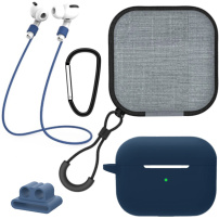 Praktyczny zestaw 5w1 do AirPods Pro 2 - ciemnoniebieski