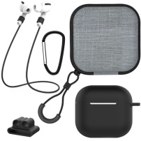 Praktyczny zestaw 5w1 do AirPods 4 / 5 - czarny
