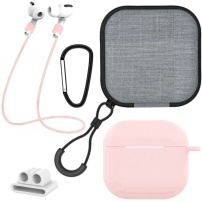 Praktyczny zestaw 5w1 do AirPods 4 / 5 - różowy
