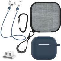 Praktyczny zestaw 5w1 do AirPods 4 / 5 - ciemnoniebieski