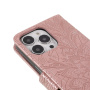 Etui zamykane ze wzorem koronki do iPhone 14 Pro Max - różowe