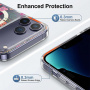Przezroczyste etui z brokatem, wzorem w kwiaty i MagSafe do iPhone 15 Pro - różowe