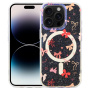 Przezroczyste etui z brokatem, wzorem kokardek i MagSafe do iPhone 14 Pro - różowy