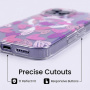 Przezroczyste etui z brokatem, wzorem w serca i MagSafe do iPhone 17 Pro Max - różowy