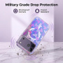 Przezroczyste etui z brokatem, wzorem w serca i MagSafe do iPhone 17 - różowy