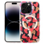 Przezroczyste etui z brokatem, wzorem w serduszka i MagSafe do iPhone 14 Pro - różowe
