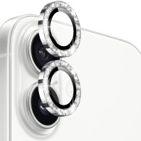 NORTHJO szkła z brokatowymi ramkami do ochrony obiektywów tylnego aparatu do iPhone 17 - srebrne