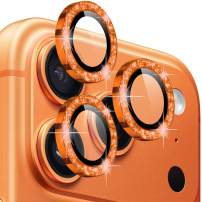 NORTHJO szkła z brokatowymi ramkami do ochrony obiektywów tylnego aparatu do iPhone 17 Pro / 17 Pro Max - pomarańczowe