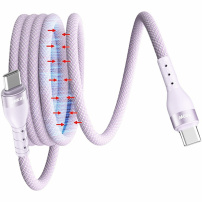 ENKAY magnetyczny pleciony kabel ładujący i do transmisji danych - USB-C do USB-C - 1 m - fioletowy