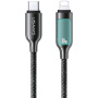 USAMS SJ749 opleciony kabel ładujący i do transmisji danych z podświetleniem - USB-C do Lightning - 1,2 m - czarny