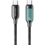 USAMS SJ750 opleciony kabel ładujący i do transmisji danych z podświetleniem - USB-C na USB-C - 1,2 m - czarny