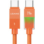 USAMS SJ775 opleciony kabel ładujący i do przesyłu danych z podświetleniem - USB-C na USB-C - 1,2 m - pomarańczowy