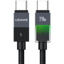 USAMS SJ775 pleciony kabel do ładowania i transmisji danych z podświetleniem - USB-C na USB-C - 1,2 m - czarny