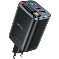 Yesido YC100 zestaw adaptera z portami USB-C / USB-A i wysuwanego kabla USB-C - 67W - czarny