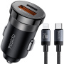 Yesido Y73 zestaw ładowarki samochodowej z portami USB-C / USB-A i kabla USB-C na Lightning - 30W - 1 m - czarny