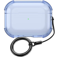 Przezroczyste etui z karabińczykiem do AirPods Pro 2 - niebieskie