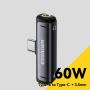 ESSAGER 2w1 audio i ładująca redukcja - 3,5 mm jack / USB-C na USB-C - szara