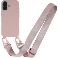 Matowe etui z regulowanym paskiem do iPhone 16 - brudny róż