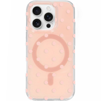 Błyszczące etui w kropki z MagSafe do iPhone 16 Pro Max - różowy