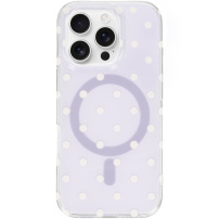 Błyszczące etui w kropki z MagSafe do iPhone 16 Pro Max - fioletowe