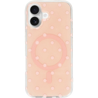 Błyszczące etui w kropki i MagSafe do iPhone 17 - różowe