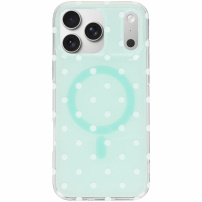 Błyszczące etui w kropki z MagSafe do iPhone 17 Pro Max - miętowe