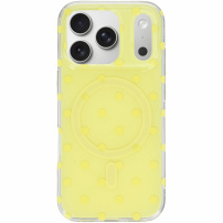 Błyszczące etui w kropki i MagSafe do iPhone 17 Pro Max - żółte