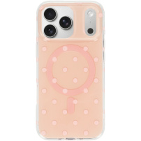 Błyszczące etui w kropki z MagSafe do iPhone 17 Pro Max - różowe