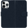 Etui zamykane z wzorem koronki do iPhone 14 Pro Max - ciemnoniebieskie