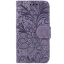 Etui zamykane ze wzorem koronki do iPhone 14 Pro Max - fioletowe