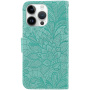 Etui zamykane ze wzorem koronki do iPhone 14 Pro Max - turkusowe
