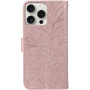 Etui zamykane ze wzorem koronki do iPhone 16 Pro Max - różowe