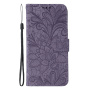 Etui zamykane ze wzorem koronki do iPhone 16 Pro Max - fioletowe