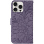 Etui zamykane ze wzorem koronki do iPhone 16 Pro Max - fioletowe